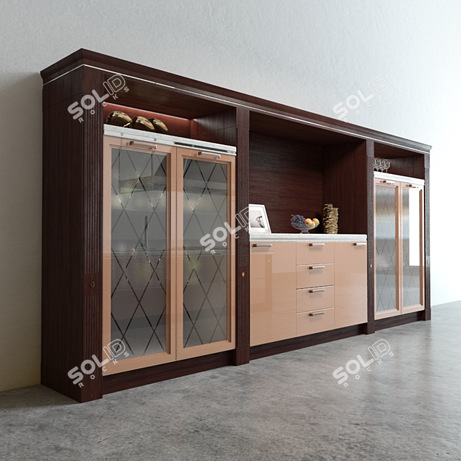 Modern Brown Baccarat Kitchen 3D model image 2