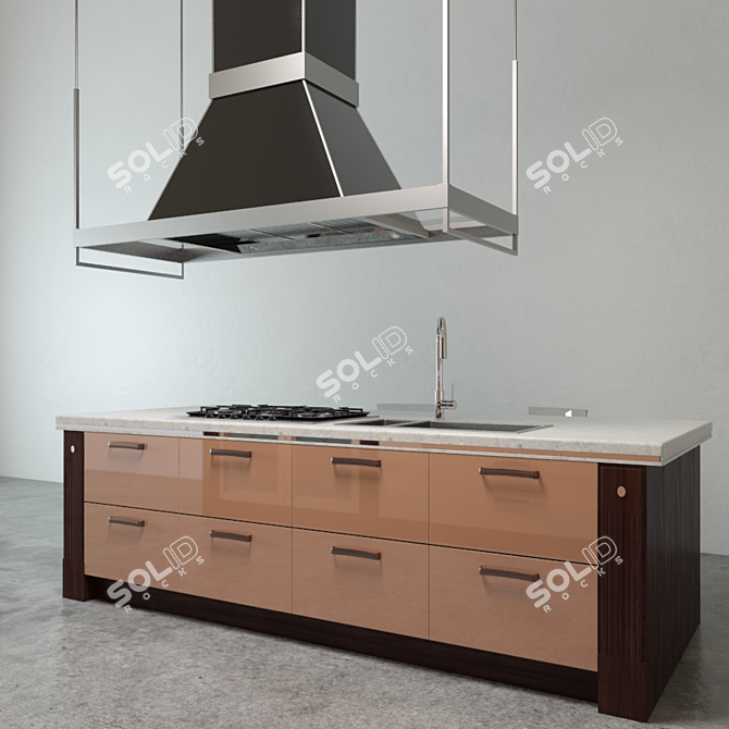 Modern Brown Baccarat Kitchen 3D model image 3