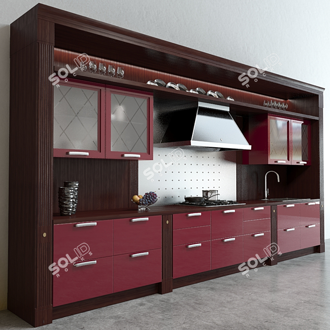 Elegant Scavolini Baccarat Kitchen 3D model image 3