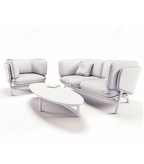 Stanley Furniture Set: Armchair, Sofa, Coffee Table 3D model image 3