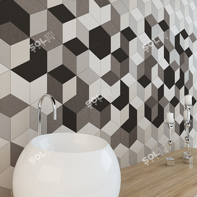 Trendy Toscana Tridi: Vibrant 3D-Effect Ceramic Tiles 3D model image 2