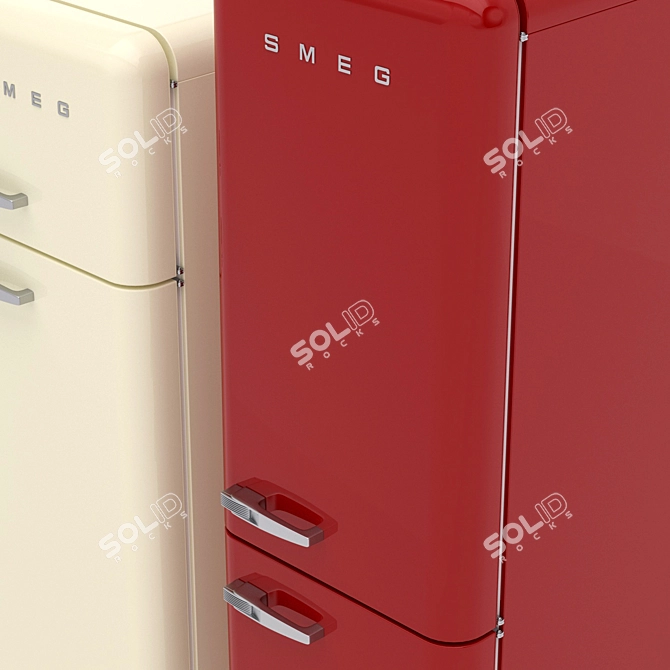 Sleek Smeg Fridge: High-Resolution, Realistic 3D Model 3D model image 3