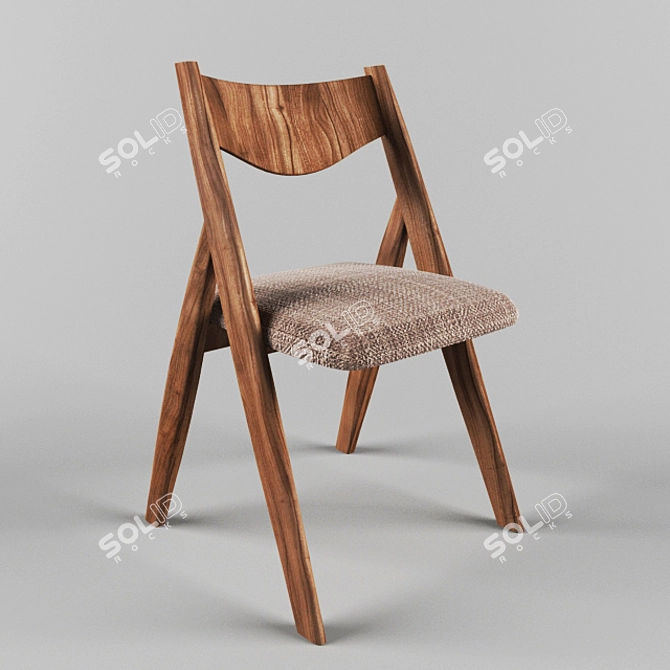 Modern Wood Kitchen Chair 3D model image 1