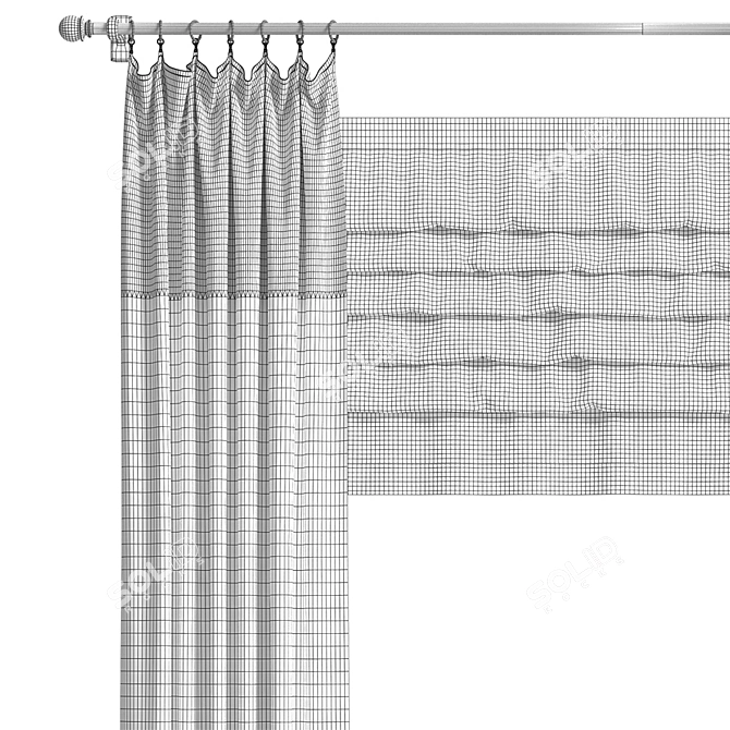 Stylish Roman Blinds for Windows 3D model image 3