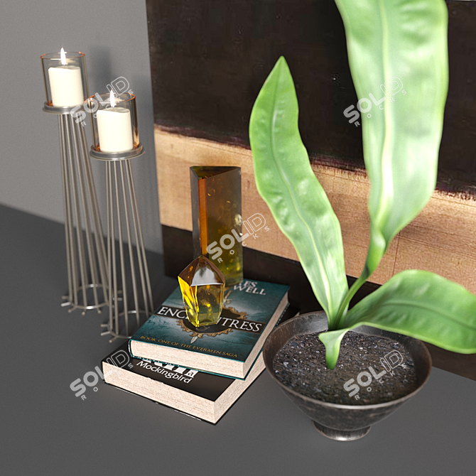 Elegant Candle Decor Set 3D model image 3