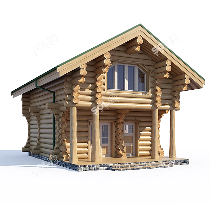 Title: Log Cabin Steam Room 3D model image 1