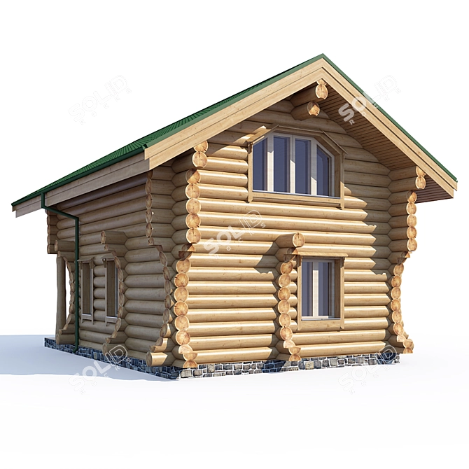 Title: Log Cabin Steam Room 3D model image 2