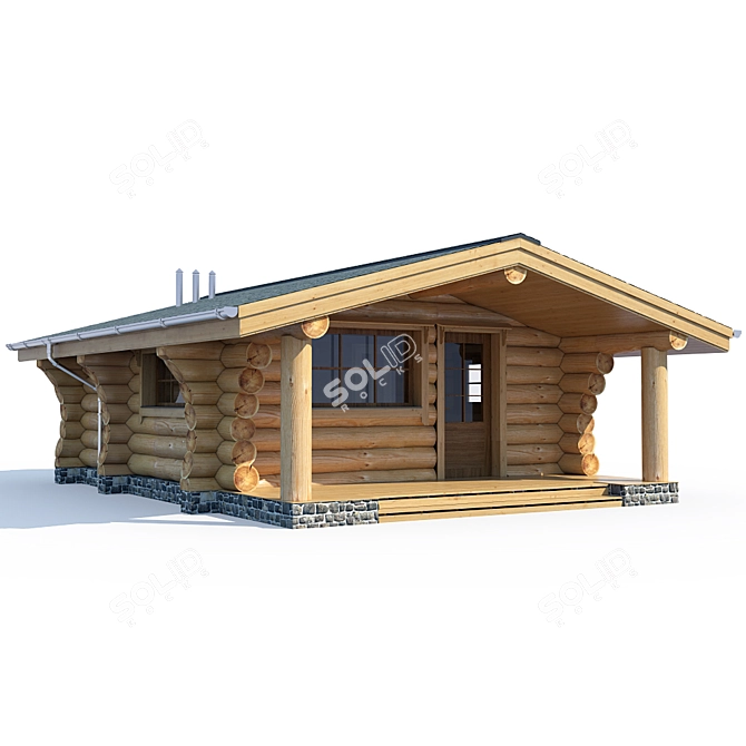 Rustic Log Sauna Project 3D model image 1