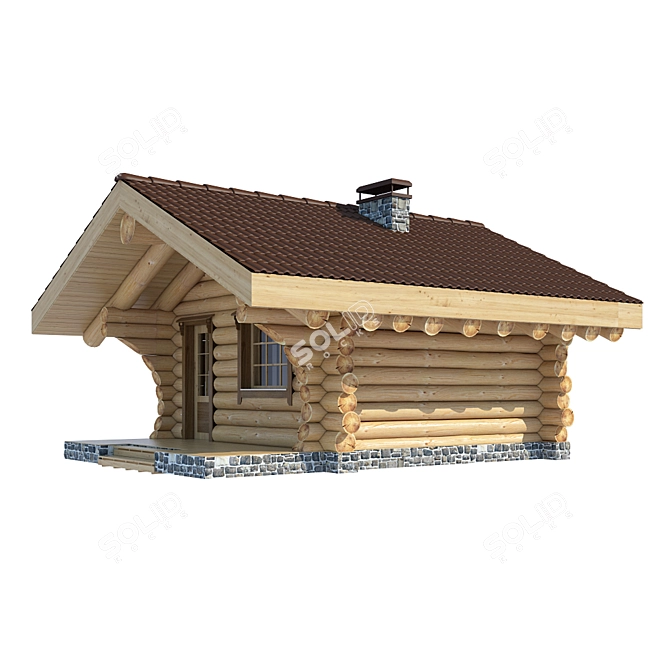 Cozy Log Cabin Sauna 3D model image 2