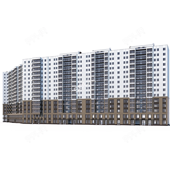 Modern Multi-Level Residential Tower 3D model image 3