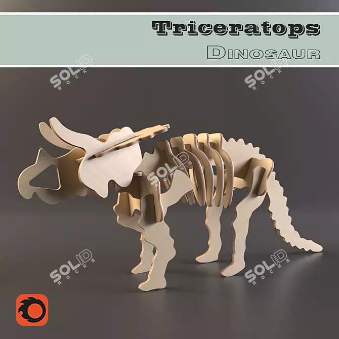 Title: Wooden Triceratops Model Kit 3D model image 1