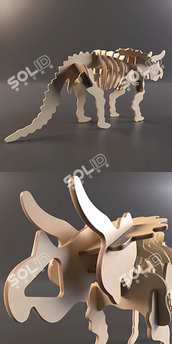 Title: Wooden Triceratops Model Kit 3D model image 2