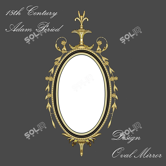 18th Century Oval Mirror - 24"x48 3D model image 1