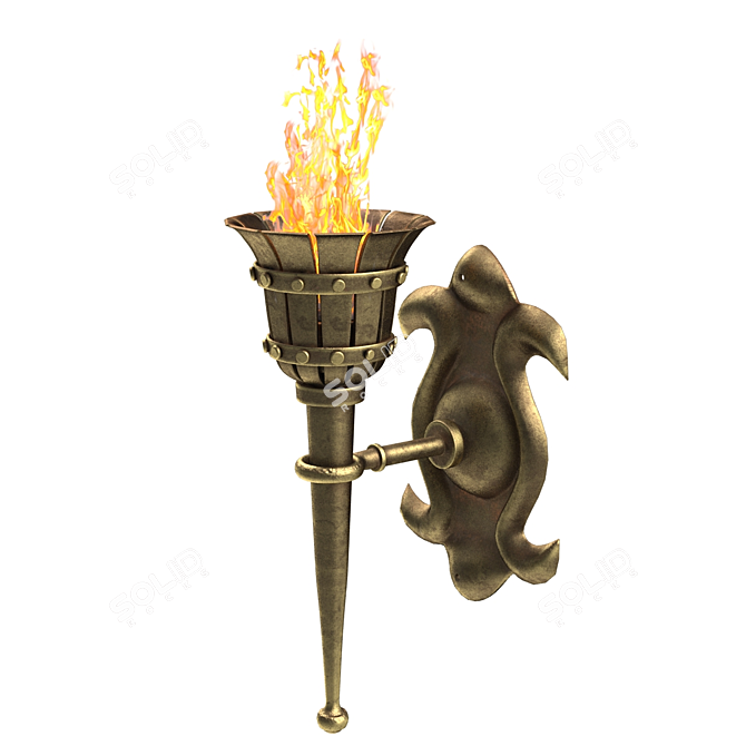 Flame Wall Torch 3D model image 1