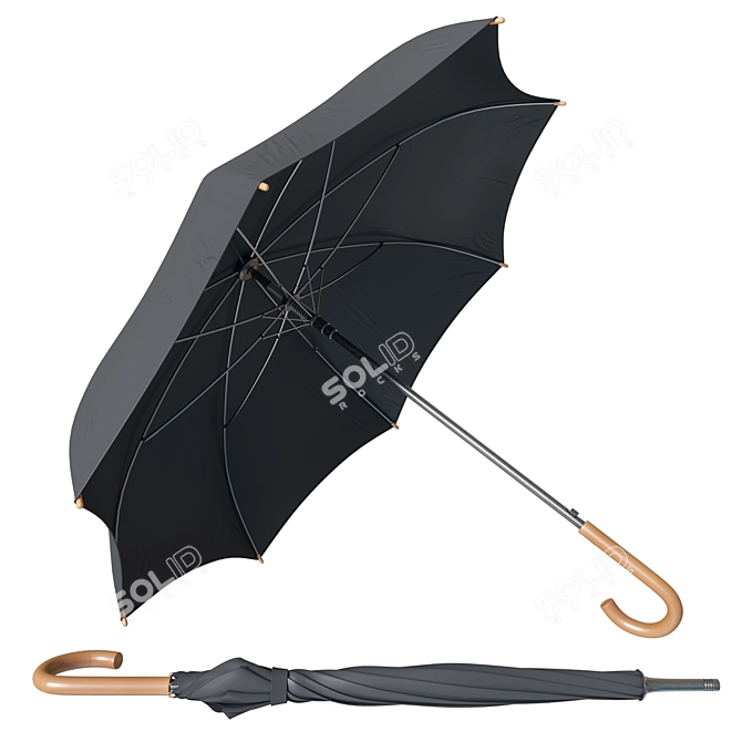 Sleek Black Umbrella 3D model image 1