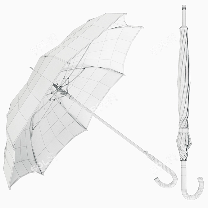 Sleek Black Umbrella 3D model image 3