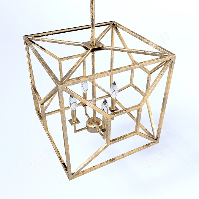 Antique Gold Tippi Cage Chandelier 3D model image 2
