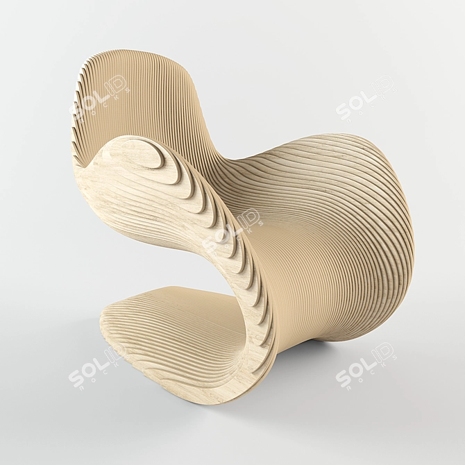 Birch Ply Chair: Aesthetic & Ergonomic 3D model image 1