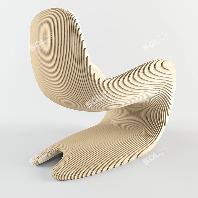 Birch Ply Chair: Aesthetic & Ergonomic 3D model image 2