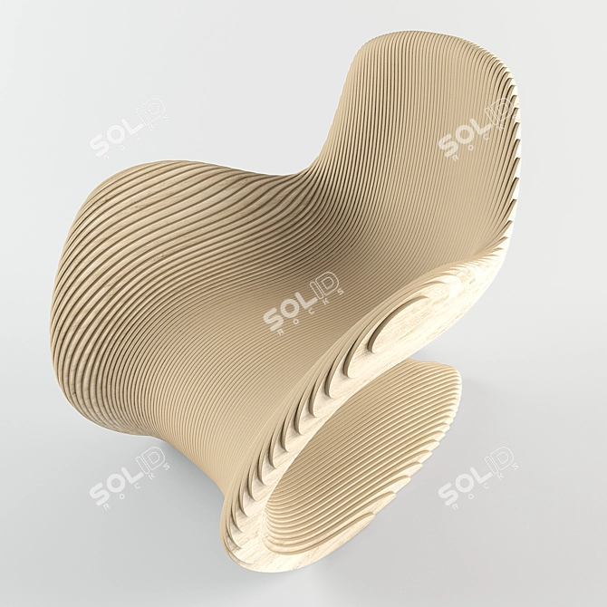 Birch Ply Chair: Aesthetic & Ergonomic 3D model image 3