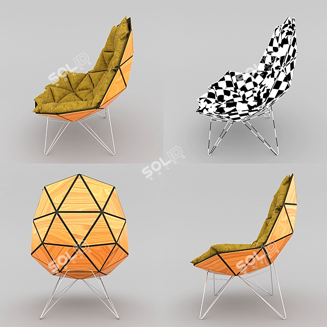 Elevate Your Seating: Wooden Chair Cushion 3D model image 2