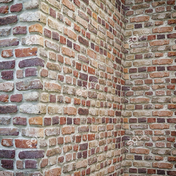 Brick Corner Wall 3D model image 1