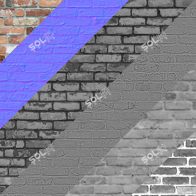 Cornered Brick Wall - 3D Textured Model 3D model image 3