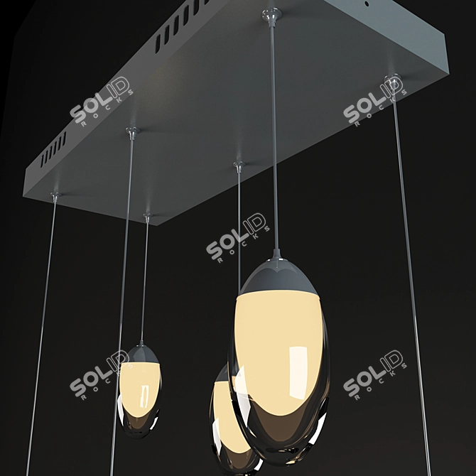 Modern LED Chandelier: Sleek Art Deco Pendant Light 3D model image 2