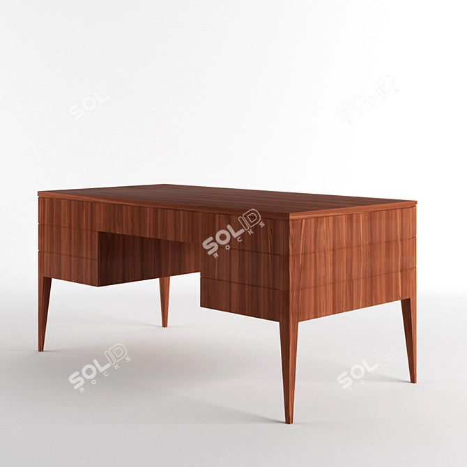 Vintage Cherry Wood Writing Desk 3D model image 2