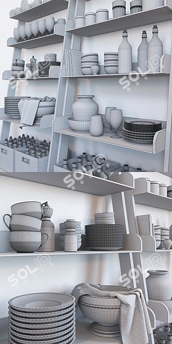 Modern Studio Wall Shelf 3D model image 3