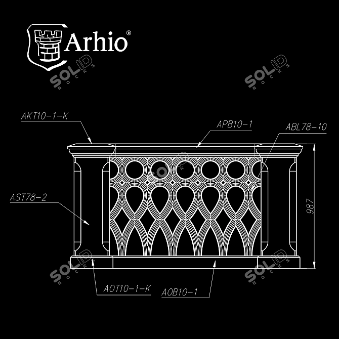 Premium Balustrade Arhio® 3D model image 2