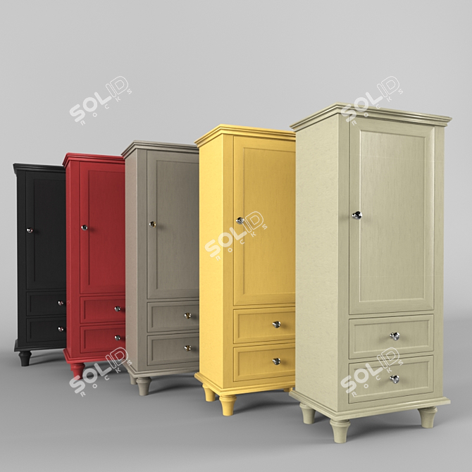 Modern Wooden Wardrobe Armoire 3D model image 1