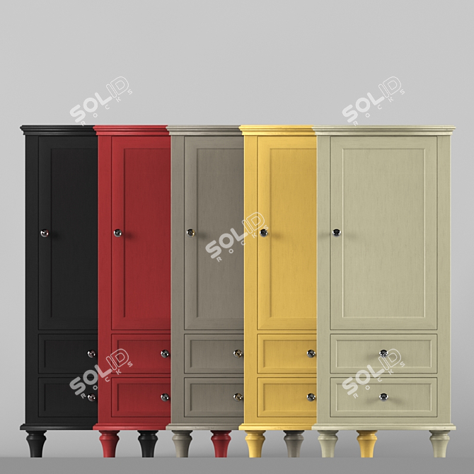 Modern Wooden Wardrobe Armoire 3D model image 2