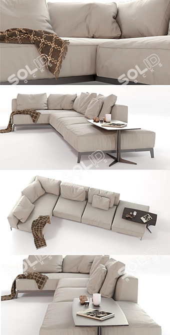 Modern Flexform Ettore Sectional Sofa 3D model image 2