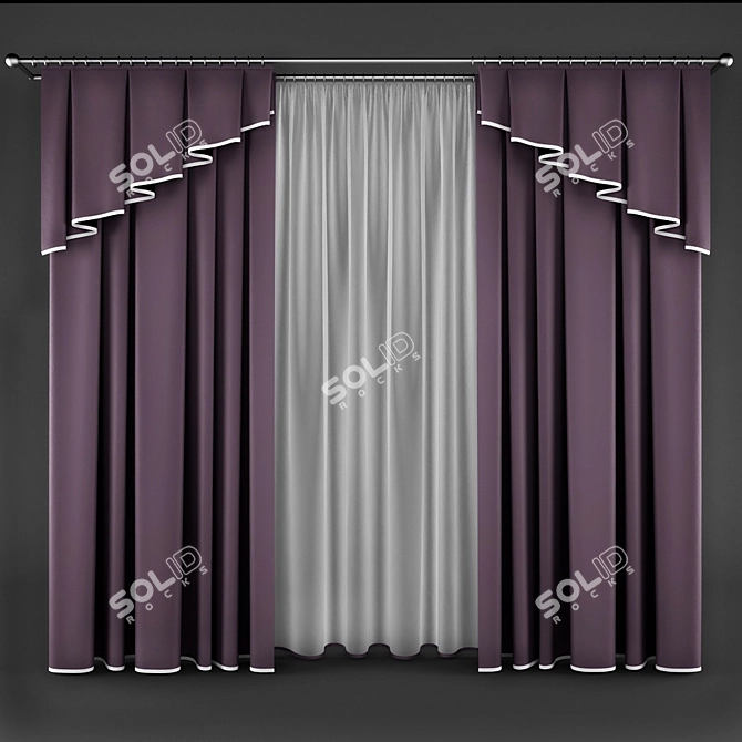 Modern Chic Curtain: Elegant Lines 3D model image 1