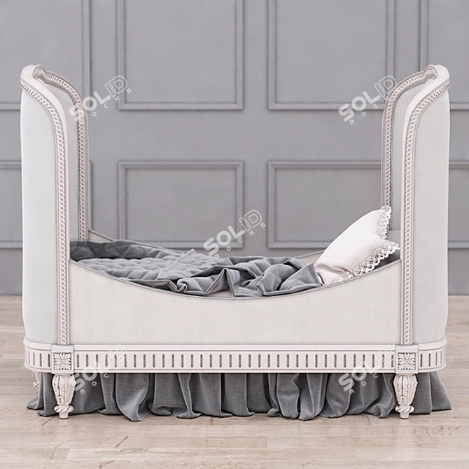 Antique Grey Mist Upholstered Toddler Bed 3D model image 1