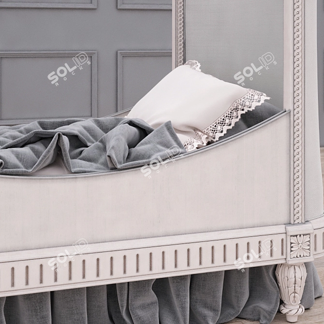 Antique Grey Mist Upholstered Toddler Bed 3D model image 2