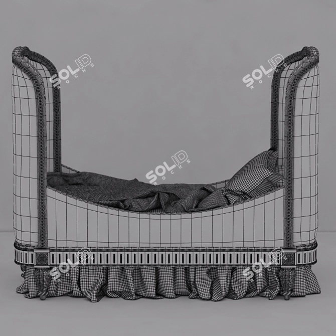 Antique Grey Mist Upholstered Toddler Bed 3D model image 3