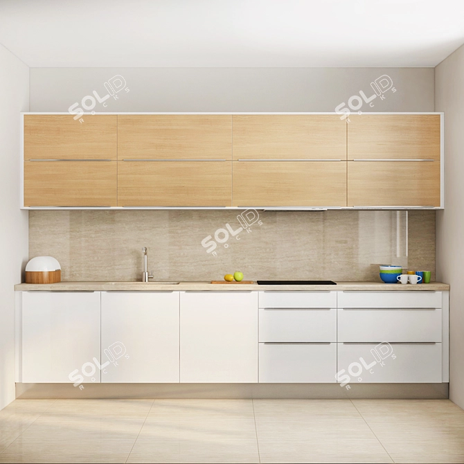 Minimalistic Contemporary Kitchen 3D model image 1