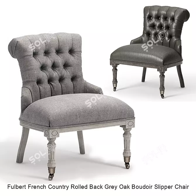 Elegant French Country Slipper Chair 3D model image 1