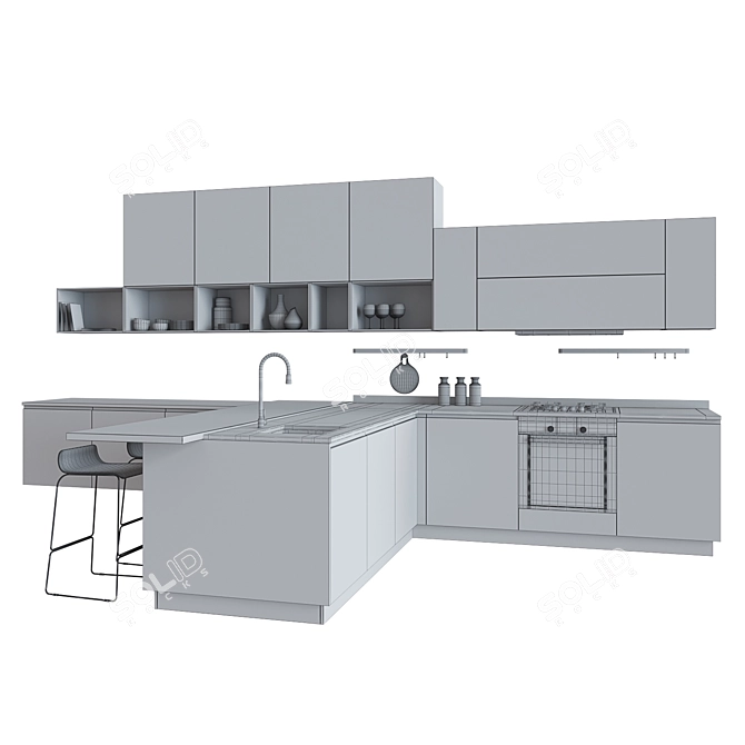 Sleek Scavolini Motus: Stylish & Versatile Kitchen 3D model image 3