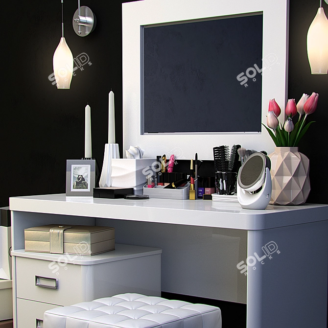 Elegant Vanity Set: Gorgeous Dressing Table Ensemble 3D model image 2