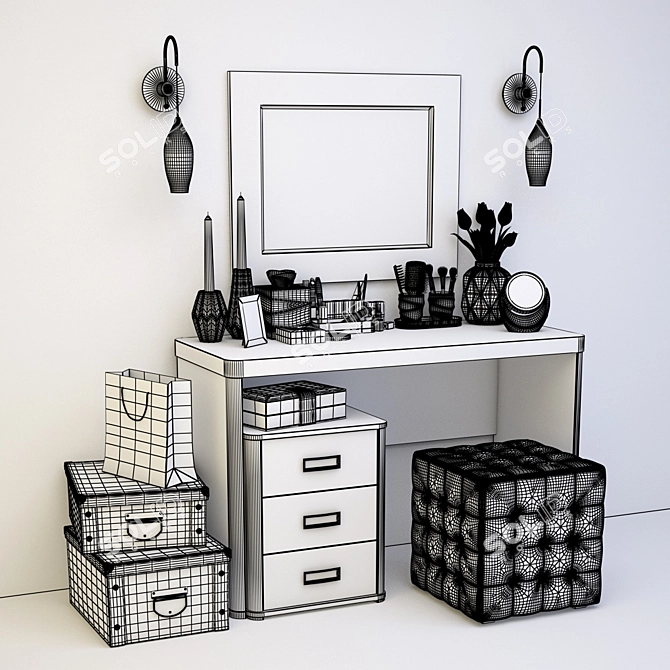 Elegant Vanity Set: Gorgeous Dressing Table Ensemble 3D model image 3