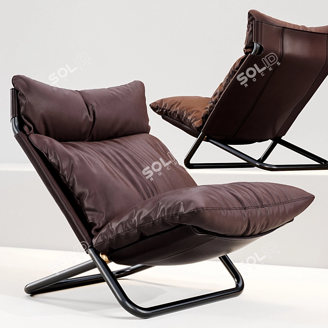 Luxury Cross High Armchair: ARFLEX Leather 3D model image 1