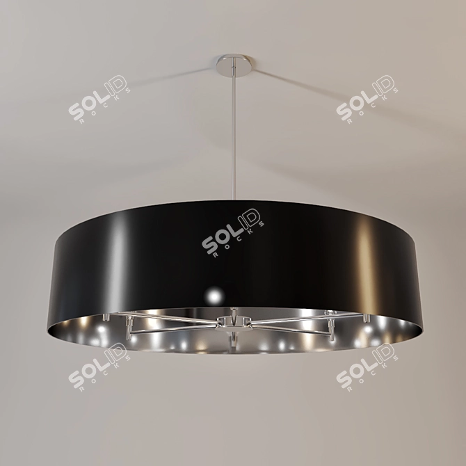 Elegant Metal & Linen Chandelier 3D model image 1