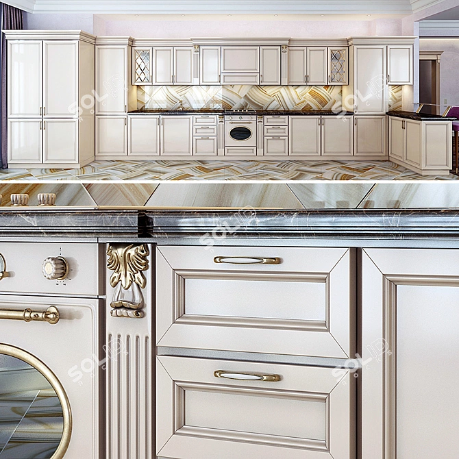 Elegant Local Kitchen 3D model image 1