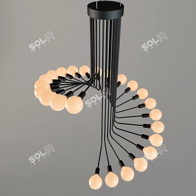 Modern Art Deco Chandelier Lamp 3D model image 2