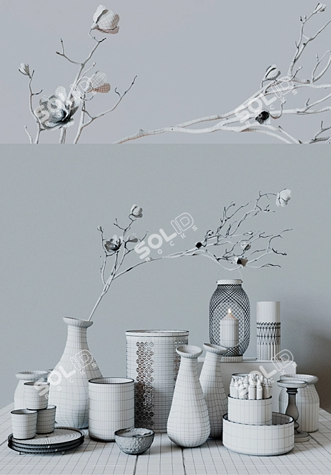 IKEA Decor Set: Vases, Bowls & Candle Holders 3D model image 3