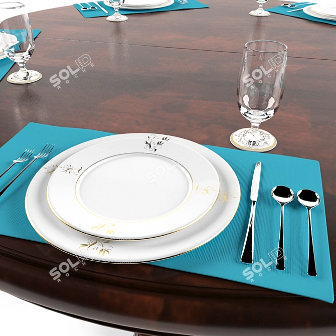 Elegant Maracaibo Round Dining Table 3D model image 2