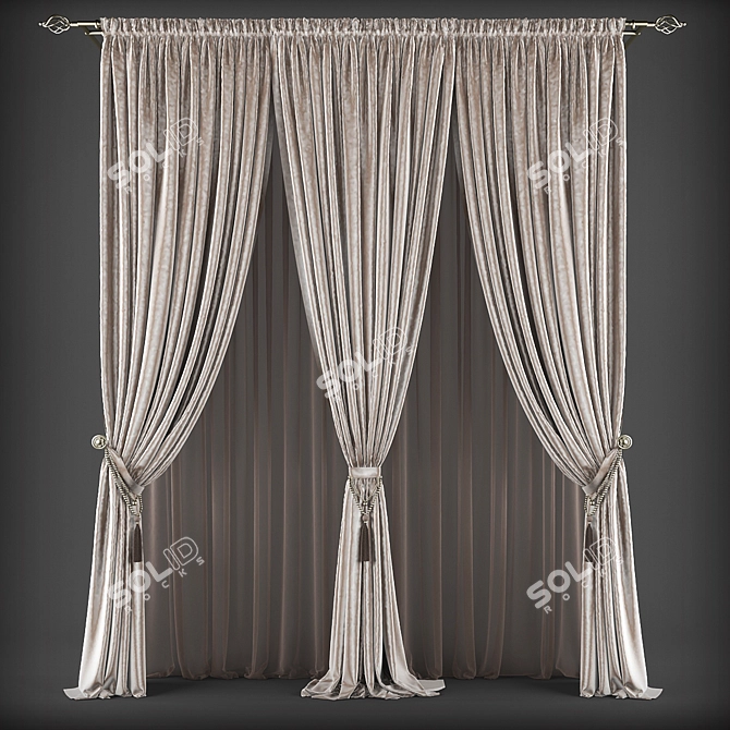 Classic Window Curtains 3D model image 1